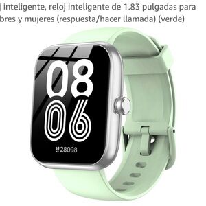 Smartwatch with Silver Case and Green Band
